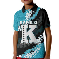 Personalized Kapolei Hawaii High School Kid Polo Shirt Puakenikeni Lei Hawaiian Pattern LT14 Kid Teal - Polynesian Pride