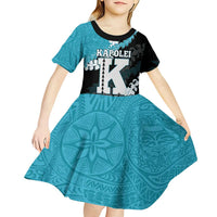 Personalized Kapolei Hawaii High School Kid Short Sleeve Dress Puakenikeni Lei Hawaiian Pattern LT14 - Polynesian Pride