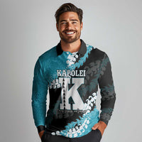 Personalized Kapolei Hawaii High School Long Sleeve Polo Shirt Puakenikeni Lei Hawaiian Pattern LT14 - Polynesian Pride