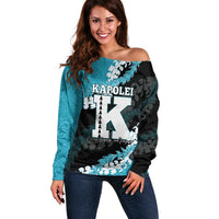 Personalized Kapolei Hawaii High School Off Shoulder Sweater Puakenikeni Lei Hawaiian Pattern - Polynesian Pride