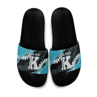 Personalized Kapolei Hawaii High School Slide Sandals Puakenikeni Lei Hawaiian Pattern LT14 Teal - Polynesian Pride