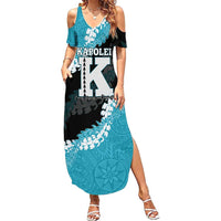 Personalized Kapolei Hawaii High School Summer Maxi Dress Puakenikeni Lei Hawaiian Pattern LT14 Women Teal - Polynesian Pride