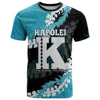 Personalized Kapolei Hawaii High School T Shirt Puakenikeni Lei Hawaiian Pattern LT14 Teal - Polynesian Pride