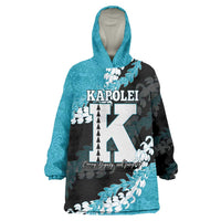 Personalized Kapolei Hawaii High School Wearable Blanket Hoodie Puakenikeni Lei Hawaiian Pattern LT14 One Size Teal - Polynesian Pride