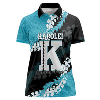 Personalized Kapolei Hawaii High School Women Polo Shirt Puakenikeni Lei Hawaiian Pattern LT14 Female Teal - Polynesian Pride
