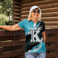 Personalized Kapolei Hawaii High School Women Polo Shirt Puakenikeni Lei Hawaiian Pattern LT14 - Polynesian Pride