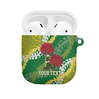 Personalized Leilehua Hawaii High School AirPods Case Puakenikeni Lei Hawaiian Pattern LT14 Green - Polynesian Pride