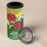 Personalized Leilehua Hawaii High School 4 in 1 Can Cooler Tumbler Puakenikeni Lei Hawaiian Pattern - Polynesian Pride