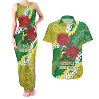 Personalized Leilehua Hawaii High School Couples Matching Tank Maxi Dress and Hawaiian Shirt Puakenikeni Lei Hawaiian Pattern - Polynesian Pride