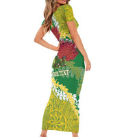 Personalized Leilehua Hawaii High School Family Matching Short Sleeve Bodycon Dress and Hawaiian Shirt Puakenikeni Lei Hawaiian Pattern - Polynesian Pride