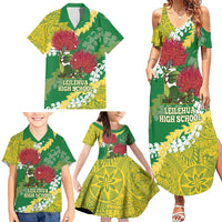 Personalized Leilehua Hawaii High School Family Matching Summer Maxi Dress and Hawaiian Shirt Puakenikeni Lei Hawaiian Pattern - Polynesian Pride