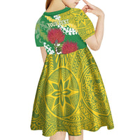 Personalized Leilehua Hawaii High School Kid Short Sleeve Dress Puakenikeni Lei Hawaiian Pattern LT14 - Polynesian Pride