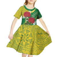 Personalized Leilehua Hawaii High School Kid Short Sleeve Dress Puakenikeni Lei Hawaiian Pattern LT14 - Polynesian Pride