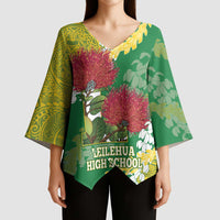 Personalized Leilehua Hawaii High School Kimono Sleeve Blouse Puakenikeni Lei Hawaiian Pattern LT14 - Polynesian Pride