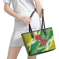 Personalized Leilehua Hawaii High School Leather Tote Bag Puakenikeni Lei Hawaiian Pattern - Polynesian Pride