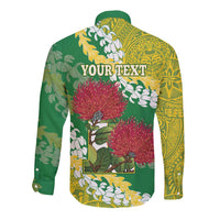 Personalized Leilehua Hawaii High School Long Sleeve Button Shirt Puakenikeni Lei Hawaiian Pattern LT14 - Polynesian Pride