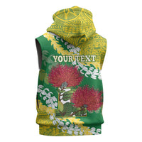 Personalized Leilehua Hawaii High School Sleeveless Zip Hoodie Puakenikeni Lei Hawaiian Pattern LT14 - Polynesian Pride