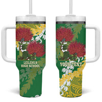 Personalized Leilehua Hawaii High School Tumbler With Handle Puakenikeni Lei Hawaiian Pattern - Polynesian Pride