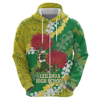 Personalized Leilehua Hawaii High School Zip Hoodie Puakenikeni Lei Hawaiian Pattern LT14 - Polynesian Pride