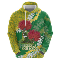 Personalized Leilehua Hawaii High School Zip Hoodie Puakenikeni Lei Hawaiian Pattern LT14 - Polynesian Pride