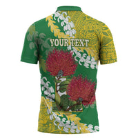 Personalized Leilehua Hawaii High School Zipper Polo Shirt Puakenikeni Lei Hawaiian Pattern LT14 - Polynesian Pride