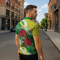 Personalized Leilehua Hawaii High School Zipper Polo Shirt Puakenikeni Lei Hawaiian Pattern LT14 - Polynesian Pride
