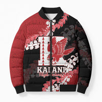 Personalized Kalani Hawaii High School Bomber Puffer Jacket Puakenikeni Lei Hawaiian Pattern LT14 Unisex Red - Polynesian Pride