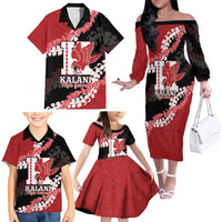Personalized Kalani Hawaii High School Family Matching Off The Shoulder Long Sleeve Dress and Hawaiian Shirt Puakenikeni Lei Hawaiian Pattern - Polynesian Pride