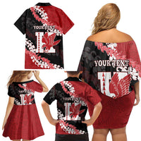 Personalized Kalani Hawaii High School Family Matching Off Shoulder Short Dress and Hawaiian Shirt Puakenikeni Lei Hawaiian Pattern - Polynesian Pride