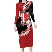 Personalized Kalani Hawaii High School Long Sleeve Bodycon Dress Puakenikeni Lei Hawaiian Pattern - Polynesian Pride