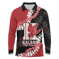 Personalized Kalani Hawaii High School Long Sleeve Polo Shirt Puakenikeni Lei Hawaiian Pattern LT14 Red - Polynesian Pride