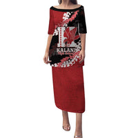 Personalized Kalani Hawaii High School Puletasi Puakenikeni Lei Hawaiian Pattern LT14 Long Dress Red - Polynesian Pride