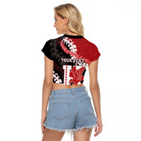 Personalized Kalani Hawaii High School Raglan Cropped T Shirt Puakenikeni Lei Hawaiian Pattern LT14 - Polynesian Pride