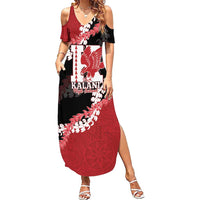 Personalized Kalani Hawaii High School Summer Maxi Dress Puakenikeni Lei Hawaiian Pattern LT14 Women Red - Polynesian Pride