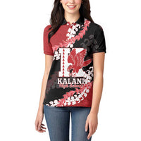 Personalized Kalani Hawaii High School Women Polo Shirt Puakenikeni Lei Hawaiian Pattern LT14 - Polynesian Pride