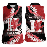 Personalized Kalani Hawaii High School Women Sleeveless Polo Shirt Puakenikeni Lei Hawaiian Pattern LT14 - Polynesian Pride