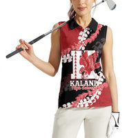 Personalized Kalani Hawaii High School Women Sleeveless Polo Shirt Puakenikeni Lei Hawaiian Pattern LT14 - Polynesian Pride