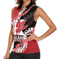 Personalized Kalani Hawaii High School Women Sleeveless Polo Shirt Puakenikeni Lei Hawaiian Pattern LT14 - Polynesian Pride
