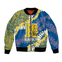 Personalized Kaiser Hawaii High School Bomber Jacket Puakenikeni Lei Hawaiian Pattern - Polynesian Pride