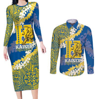 Personalized Kaiser Hawaii High School Couples Matching Long Sleeve Bodycon Dress and Long Sleeve Button Shirt Puakenikeni Lei Hawaiian Pattern - Polynesian Pride