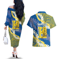 Personalized Kaiser Hawaii High School Couples Matching Off The Shoulder Long Sleeve Dress and Hawaiian Shirt Puakenikeni Lei Hawaiian Pattern - Polynesian Pride