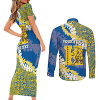 Personalized Kaiser Hawaii High School Couples Matching Short Sleeve Bodycon Dress and Long Sleeve Button Shirt Puakenikeni Lei Hawaiian Pattern - Polynesian Pride