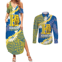 Personalized Kaiser Hawaii High School Couples Matching Summer Maxi Dress and Long Sleeve Button Shirt Puakenikeni Lei Hawaiian Pattern - Polynesian Pride