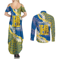 Personalized Kaiser Hawaii High School Couples Matching Summer Maxi Dress and Long Sleeve Button Shirt Puakenikeni Lei Hawaiian Pattern LT14 - Polynesian Pride