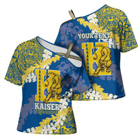 Personalized Kaiser Hawaii High School Cross Shoulder Shirt Puakenikeni Lei Hawaiian Pattern LT14 - Polynesian Pride