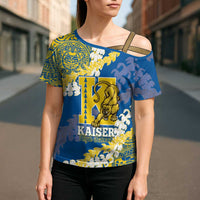 Personalized Kaiser Hawaii High School Cross Shoulder Shirt Puakenikeni Lei Hawaiian Pattern LT14 - Polynesian Pride
