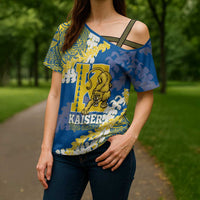 Personalized Kaiser Hawaii High School Cross Shoulder Shirt Puakenikeni Lei Hawaiian Pattern LT14 - Polynesian Pride