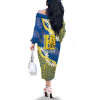 Personalized Kaiser Hawaii High School Family Matching Off The Shoulder Long Sleeve Dress and Hawaiian Shirt Puakenikeni Lei Hawaiian Pattern - Polynesian Pride