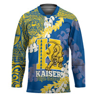 Personalized Kaiser Hawaii High School Hockey Jersey Puakenikeni Lei Hawaiian Pattern LT14 Unisex Blue - Polynesian Pride