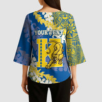 Personalized Kaiser Hawaii High School Kimono Sleeve Blouse Puakenikeni Lei Hawaiian Pattern - Polynesian Pride